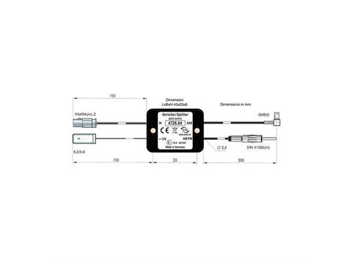 ATTB FM/DAB splitter - SMB DIN (Hann) -> FAKRA (Hann)