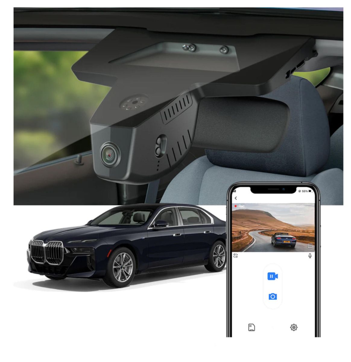 Fitcamx Integrert 4K Dashcam (front) BMW i7 (2024 -->) 