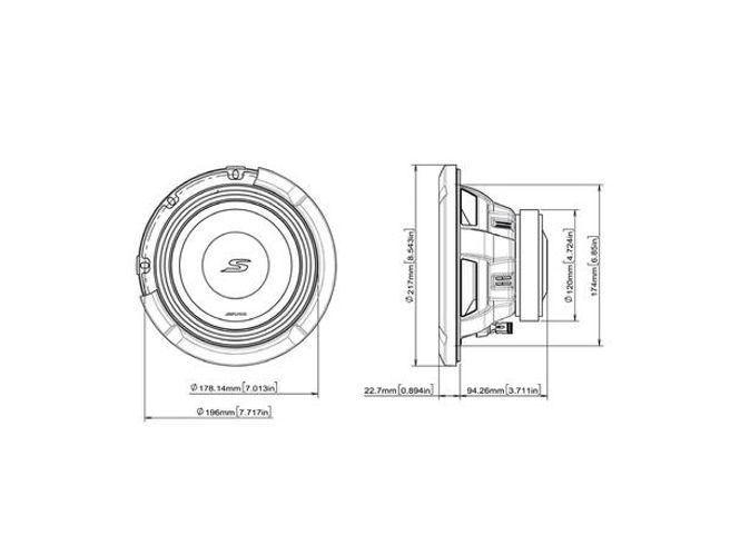Hovedbilde Alpine S2-W8D4 8” subwoofer 4 Ohm DVC