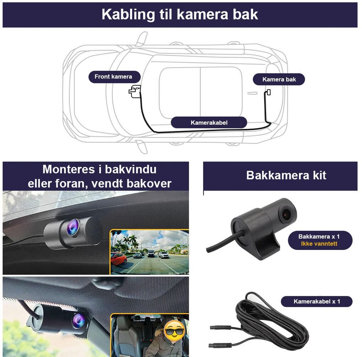 Fitcamx 4K Dashcam (foran+bak) MB EQC (2019 -->) 