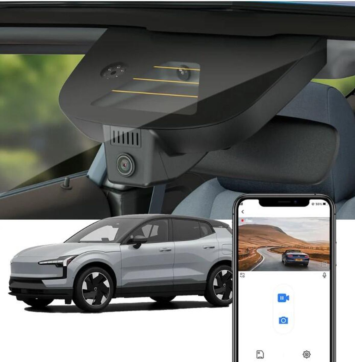 Fitcamx LZJ-6714-4K-F 4K Dashcam (front) Volvo EX30 (2024 -->