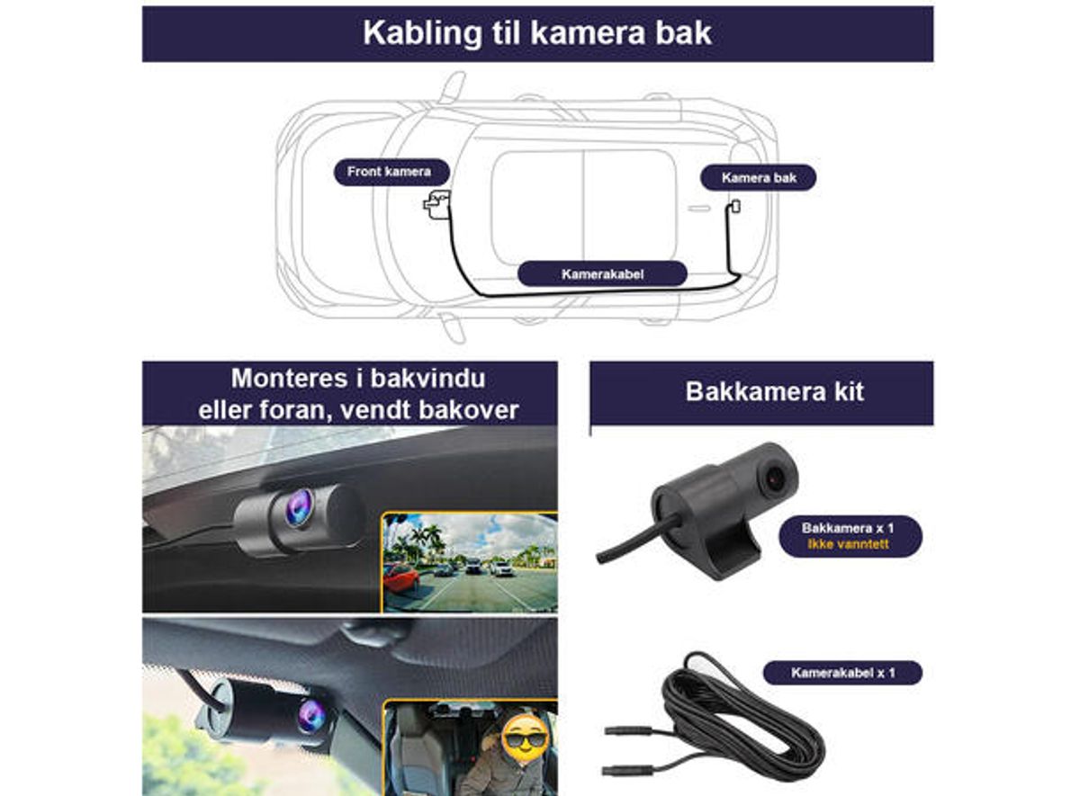 Fitcamx HD2-6607-4K-D Integrert 4K Dashcam foran+bak Mazda CX-60 2022--> uten soltak